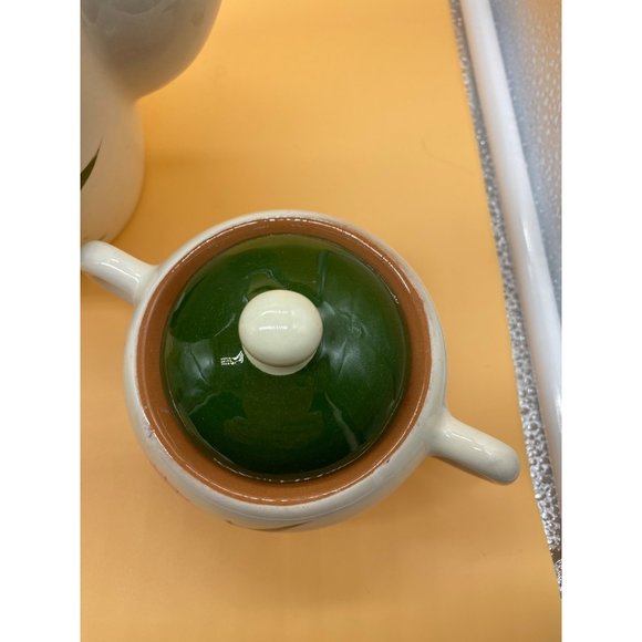 Vintage Stangl pottery Thistle MCM tea/coffee pot with sugar( lid)and creamer - Picture 3 of 6